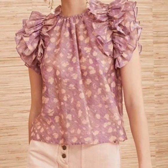 Ulla Johnson Manon Ruffled Short Sleeve Blouse / Top US2 NWOT - Picture 4 of 11